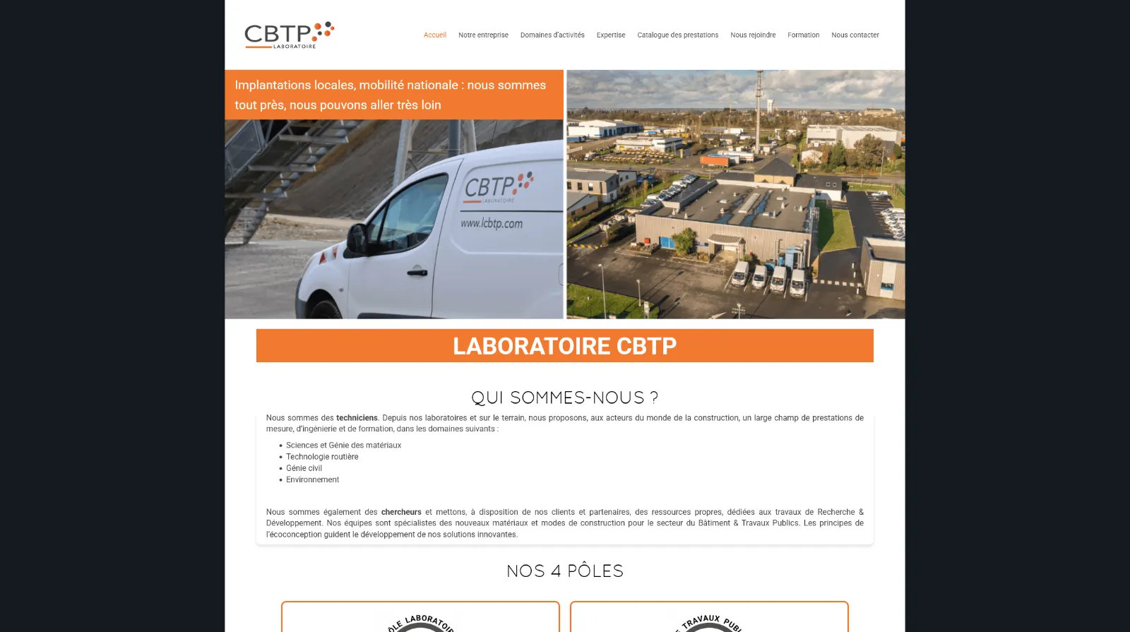 Ancienne page d'accueil du site Laboratoire CBTP