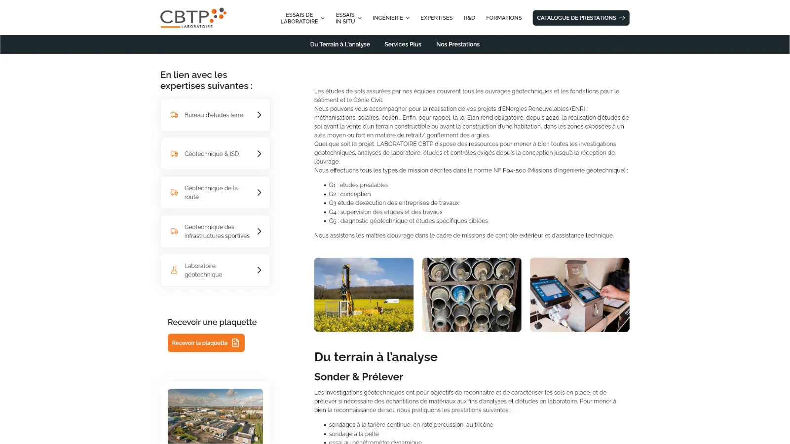 page de présentation d'une prestation